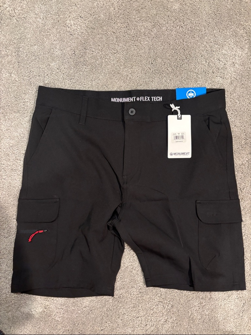 Monument Flex Tech Black Cargo Shorts — Utility Performance